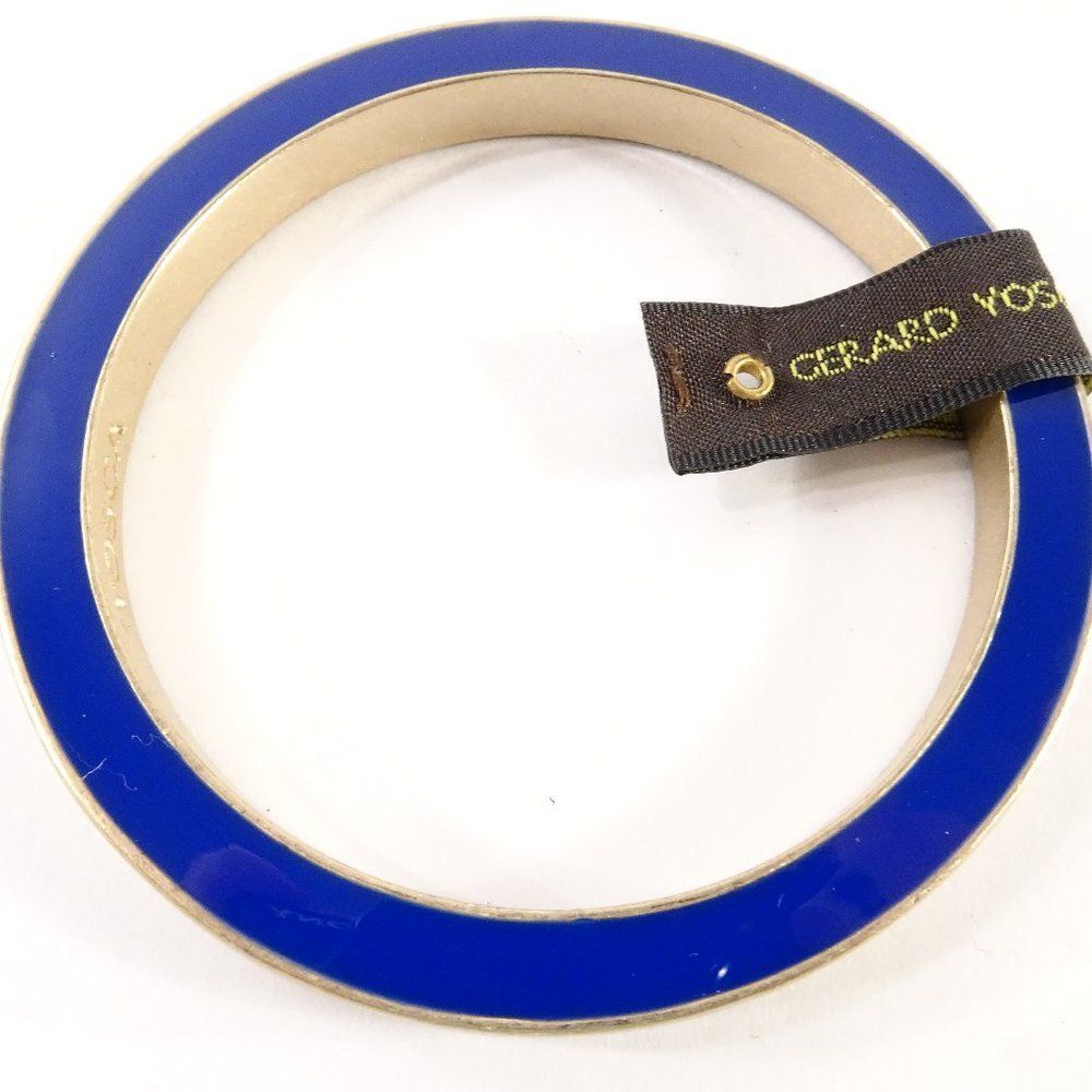 Gerard Yosca Enamel Brass two Way Bangle Bracelet NWOT 150 BLUE BRASS